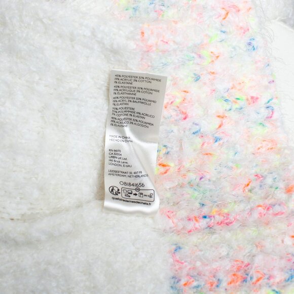 Free People Cream Multicolor Trim Cozy Knit Sweater, XS Slouchy Boho Pullover - Picture 6 of 6